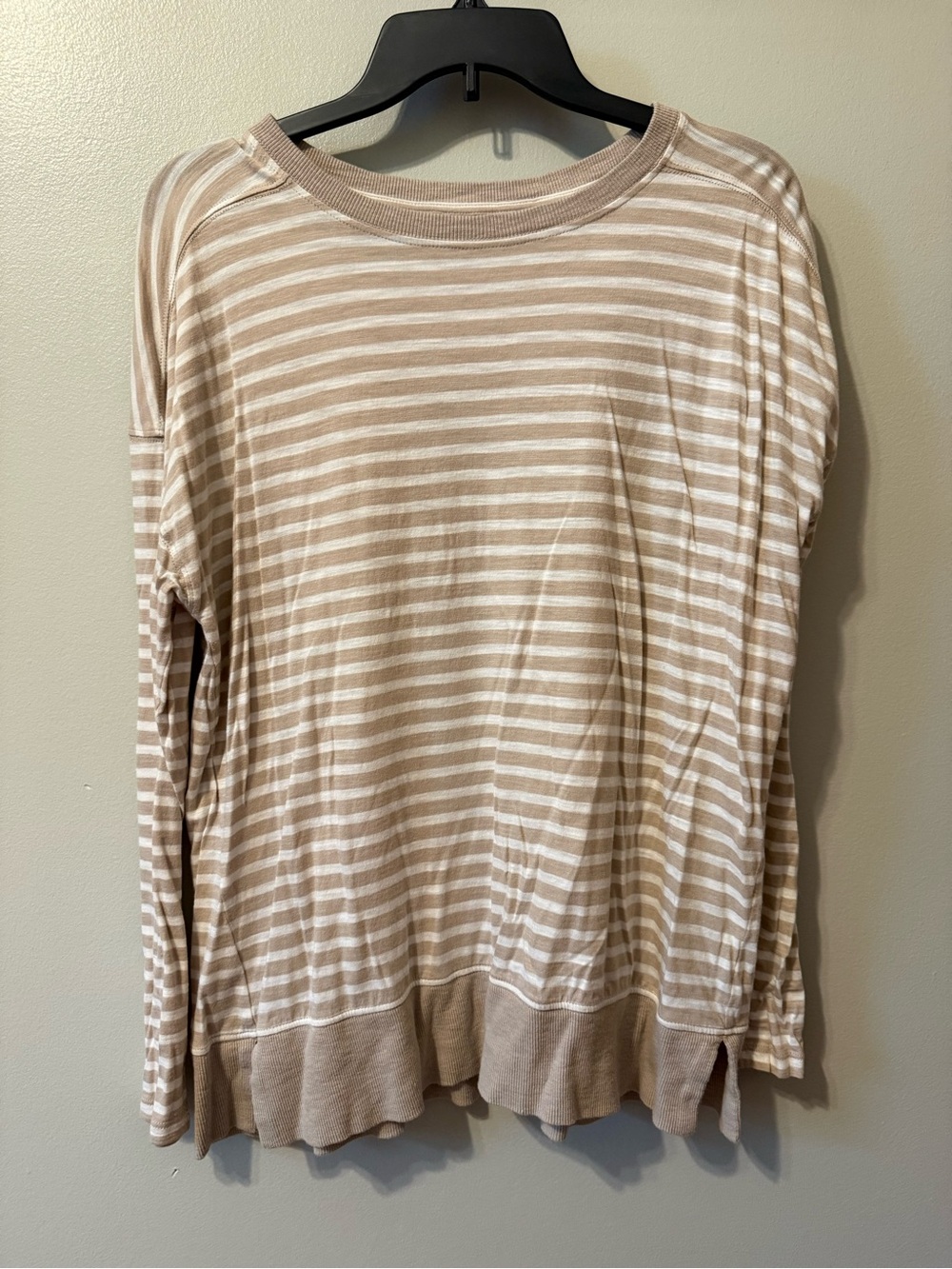 Lou & Grey Beige and White Striped Long Sleeve Tee